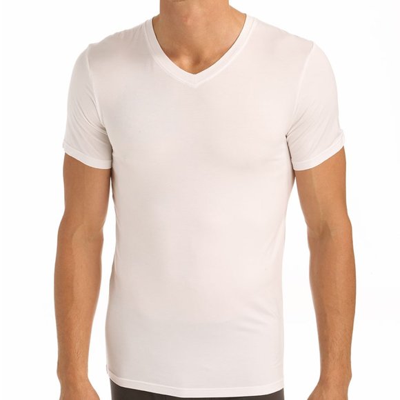 Obviously Y43611 Men's Essence V Neck Short Sleeve Undershirt (White) - Picture 1 of 1